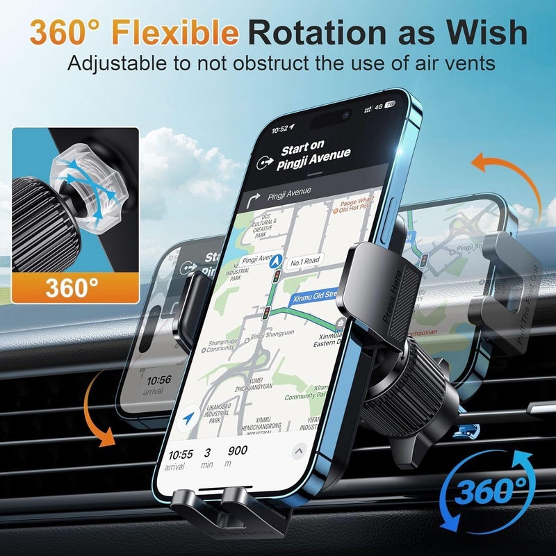 DOLYOFG Car Phone Holder Vent [Thick Cases Friendly] Phone Mount for Car Air Vent 360° Rotate Hands Free Cell Phone Holder for Car Automobile Cradle for All iPhone Android Smartphone - Image 5
